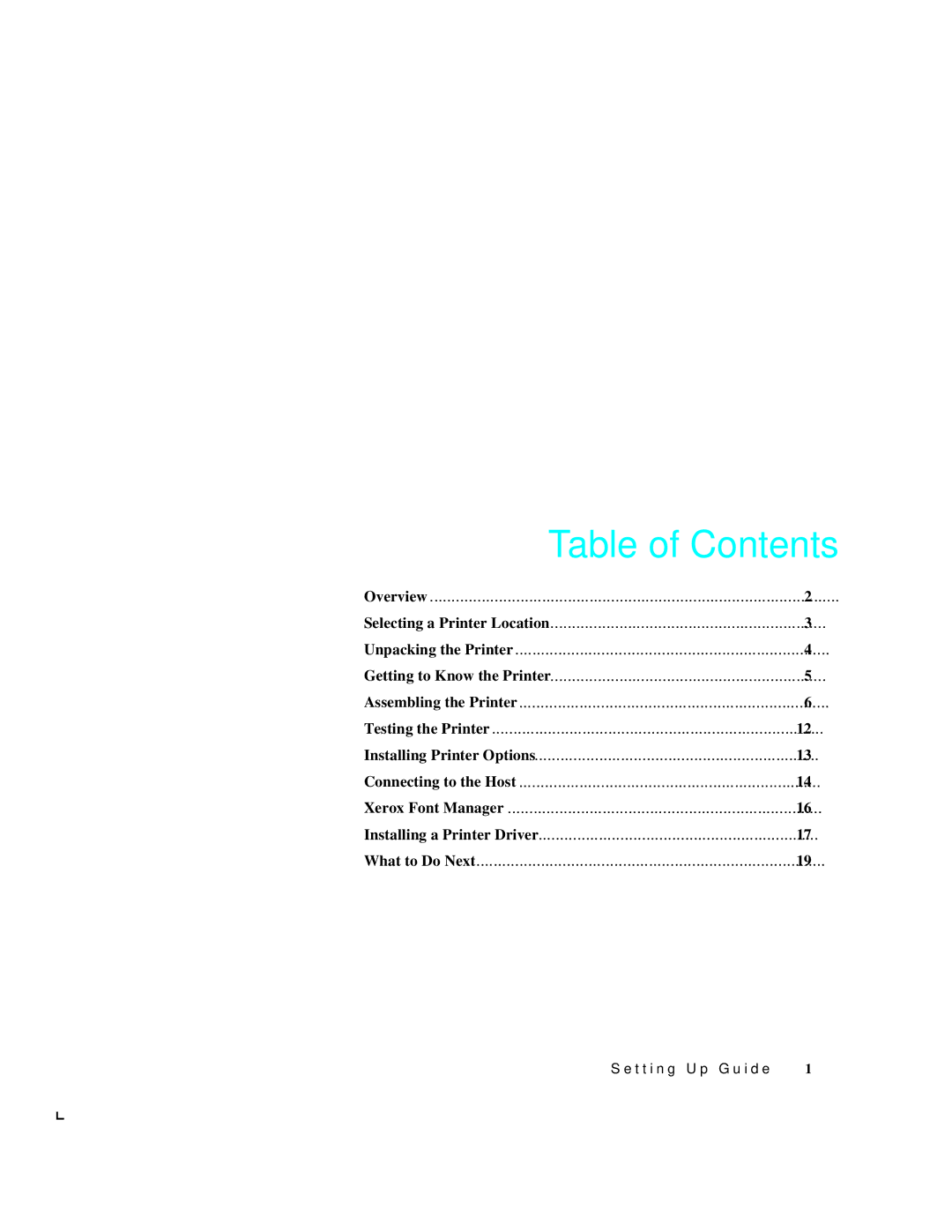 Xerox 4512N manual Table of Contents 