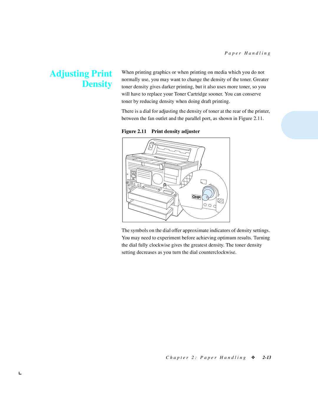 Xerox 4512N manual Adjusting Print Density, Print density adjuster 