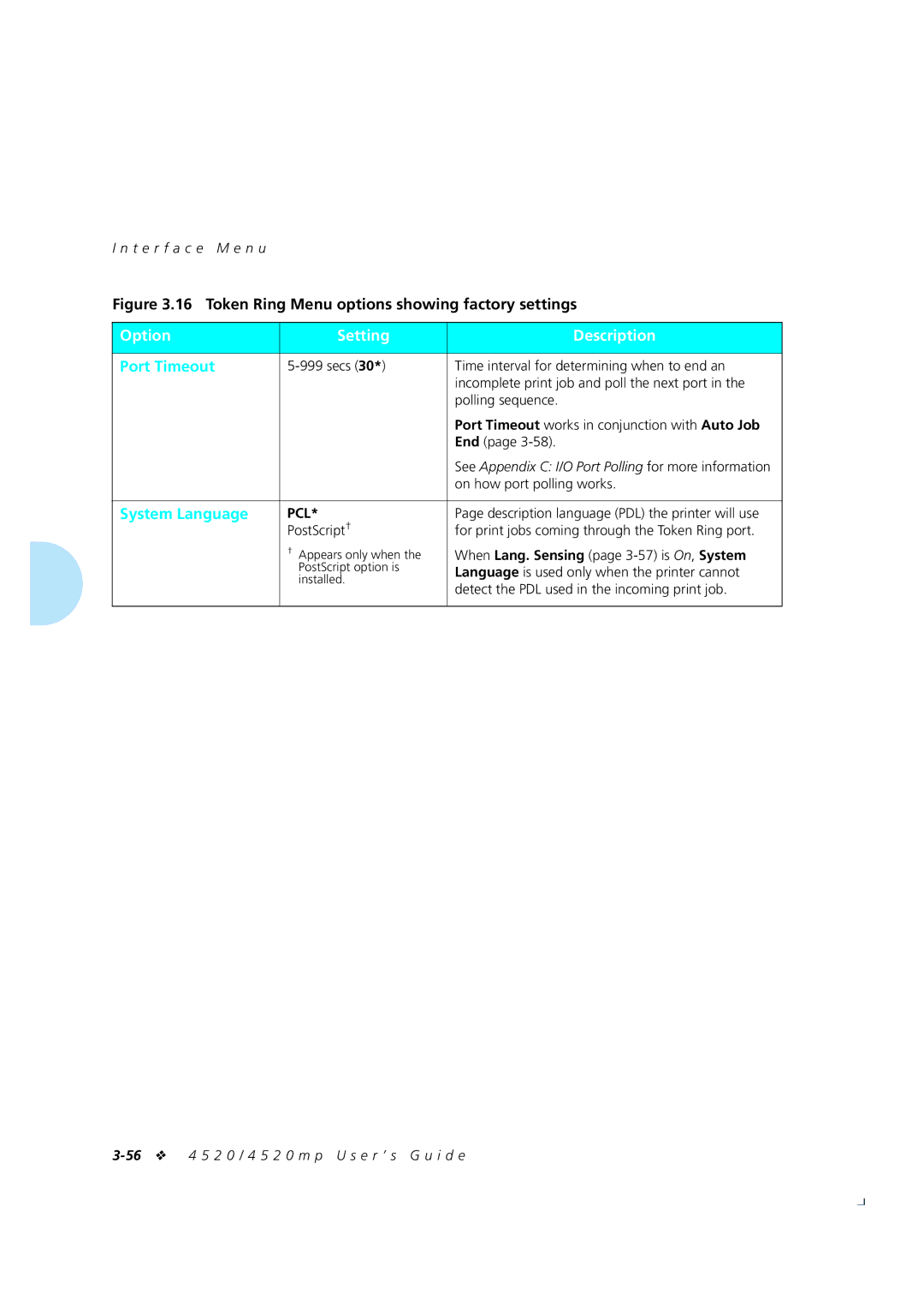 Xerox 4520mp manual On how port polling works, When Lang. Sensing page 3-57 is On, System 