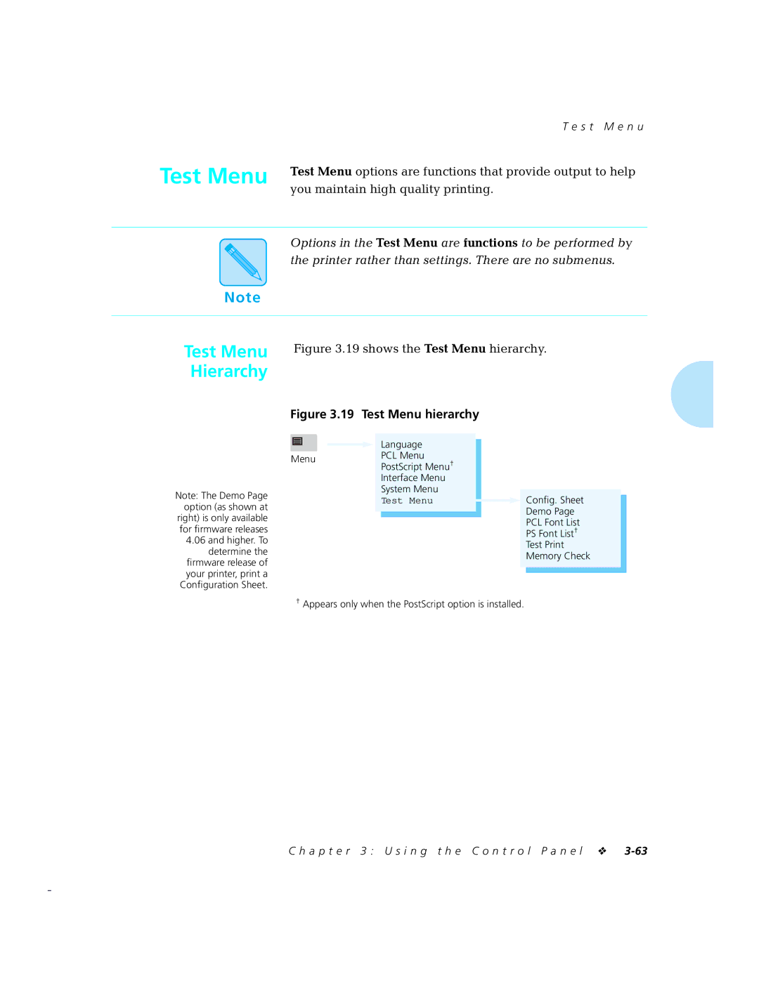 Xerox 4520mp manual Test Menu Hierarchy 