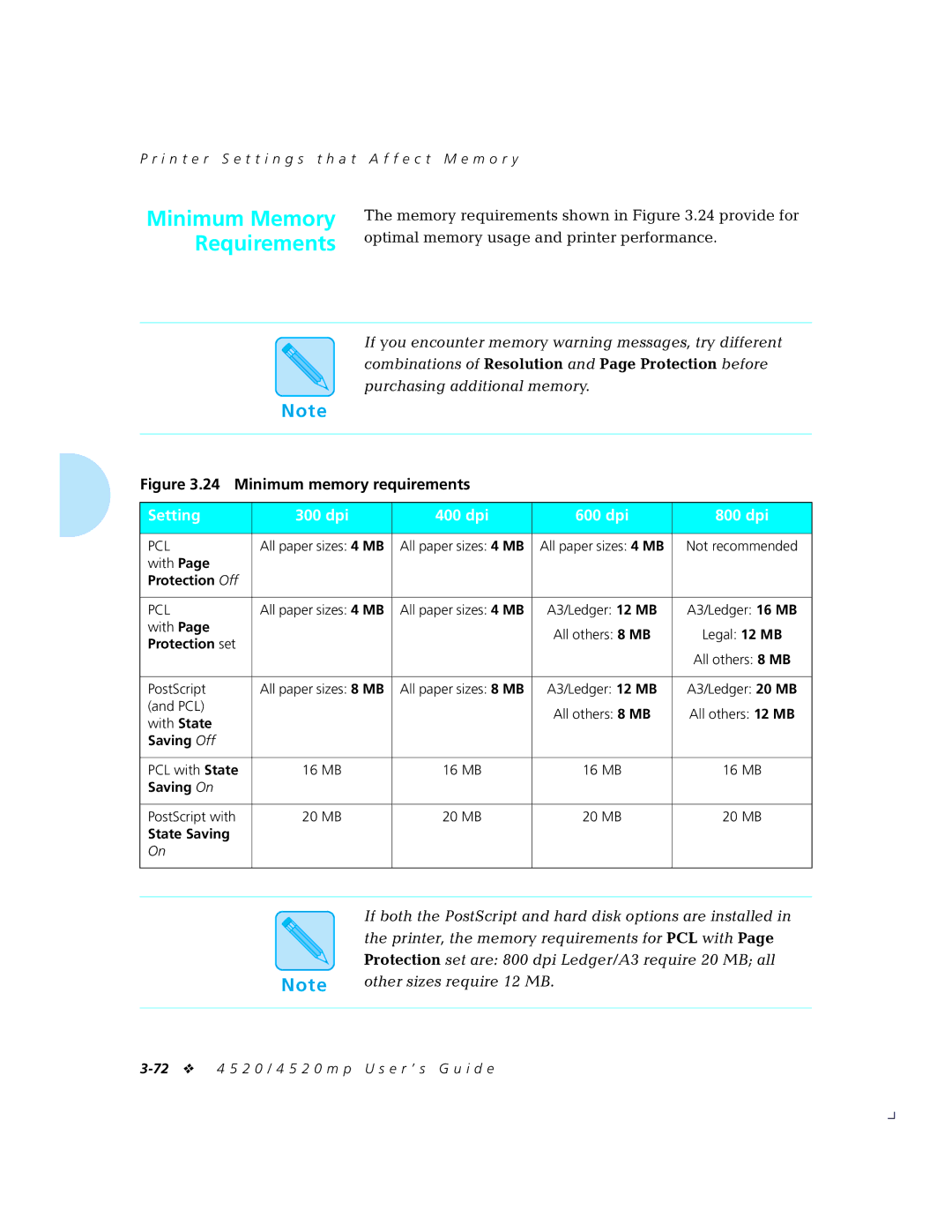 Xerox 4520mp manual Setting 300 dpi 400 dpi 600 dpi 800 dpi, Protection set, Saving Off, Saving On, State Saving 