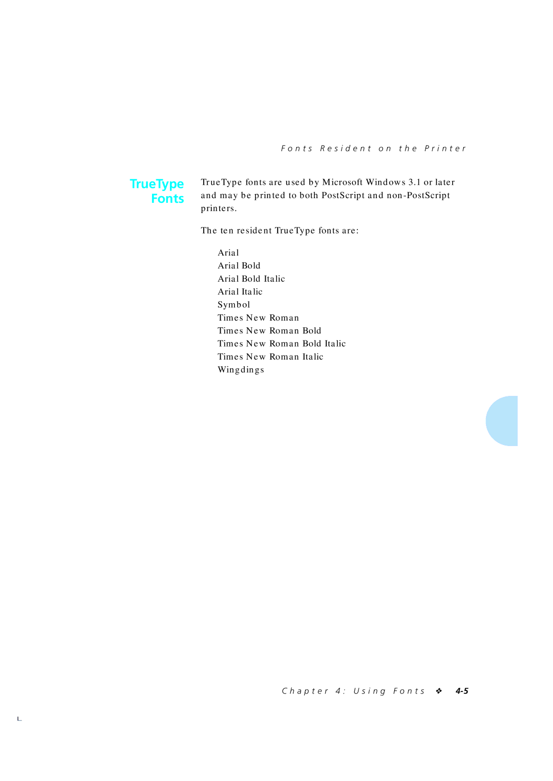 Xerox 4520mp manual TrueType Fonts 