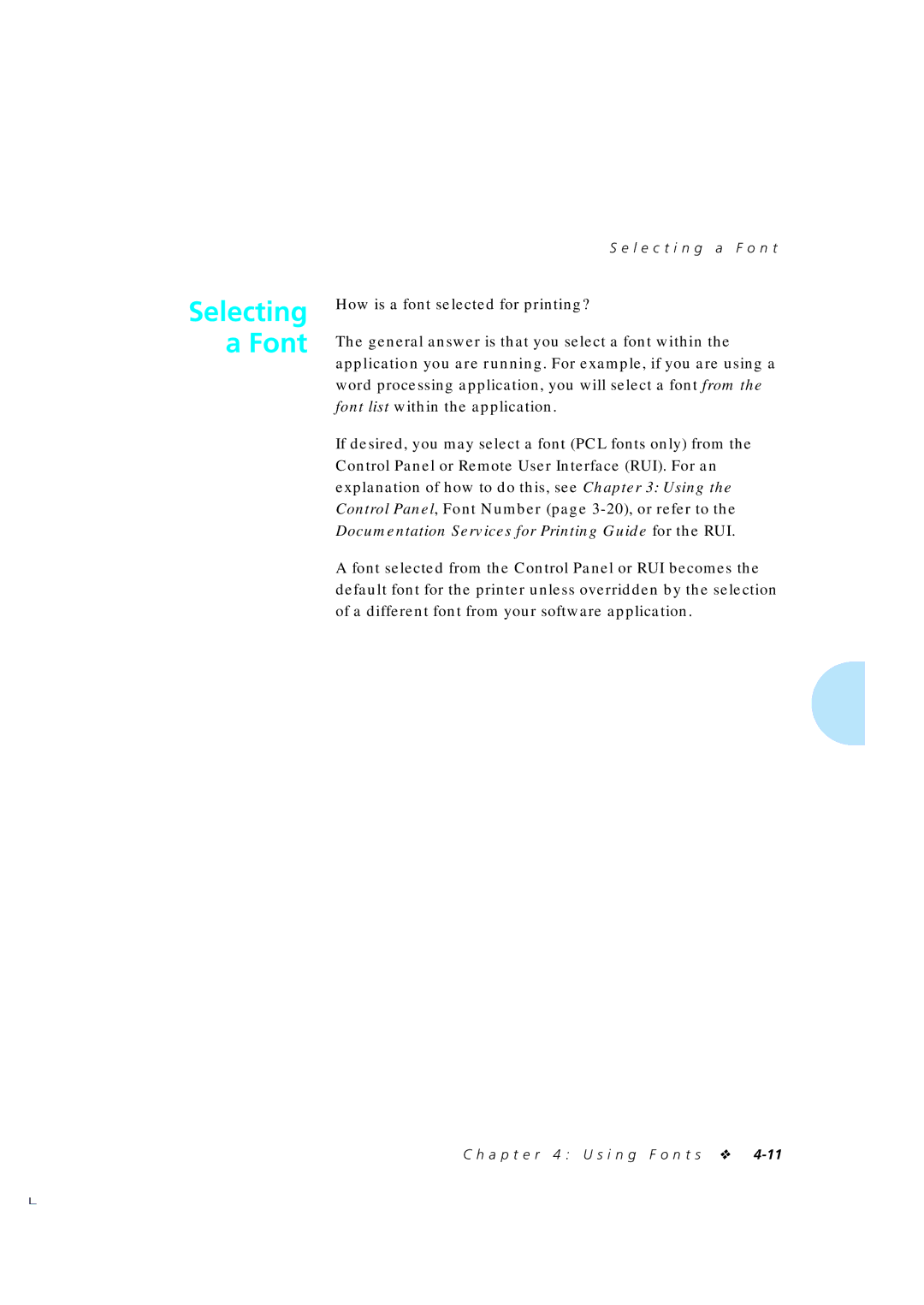 Xerox 4520mp manual Selecting a Font 