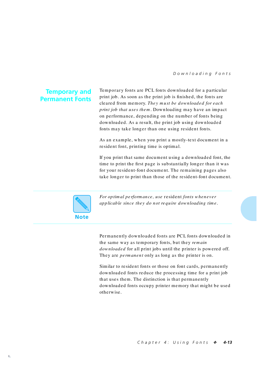 Xerox 4520mp manual Temporary and Permanent Fonts 