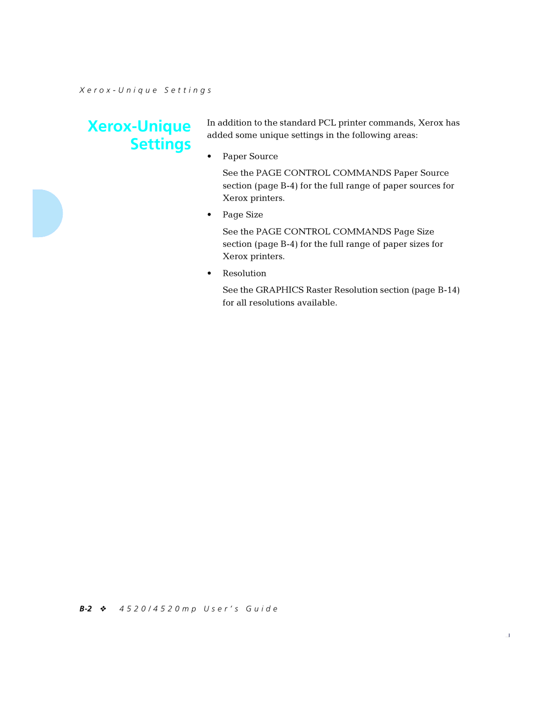 Xerox 4520mp manual Xerox-Unique Settings 