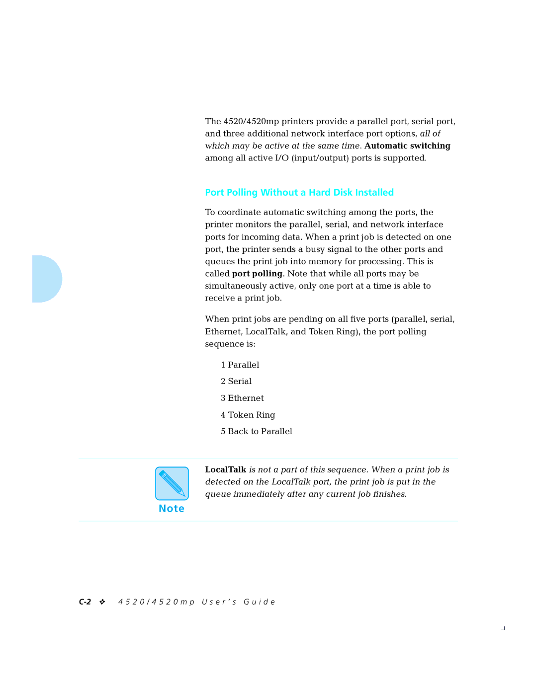 Xerox 4520mp manual Port Polling Without a Hard Disk Installed 