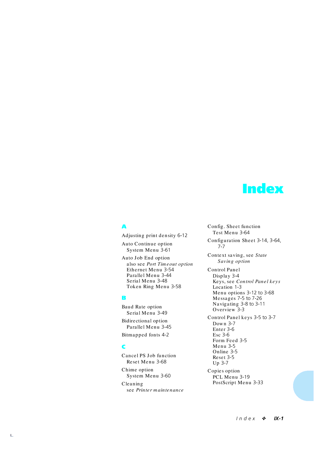 Xerox 4520mp manual Index 