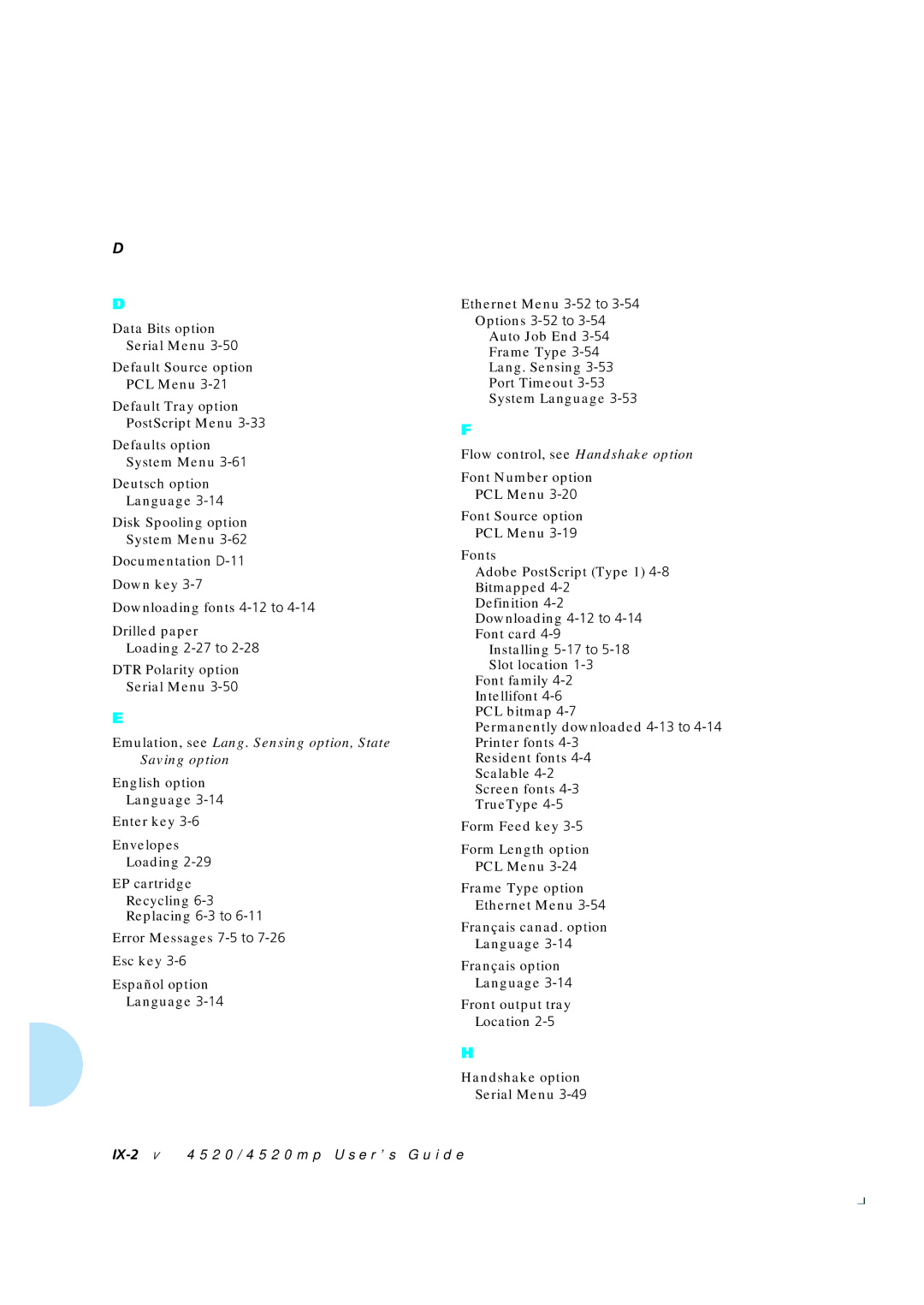 Xerox 4520mp manual Loading 2-27 to, Replacing 6-3 to, Options 3-52 to, Installing 5-17 to 5-18 Slot location 