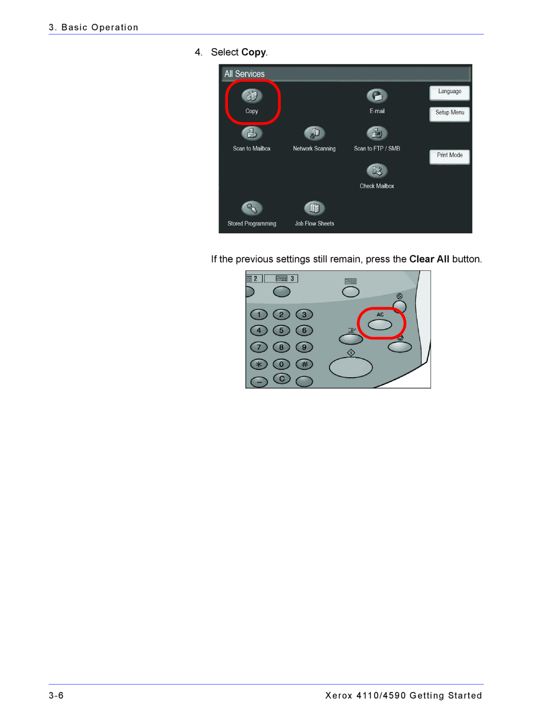 Xerox 4590, 4110 manual Basic Operation 