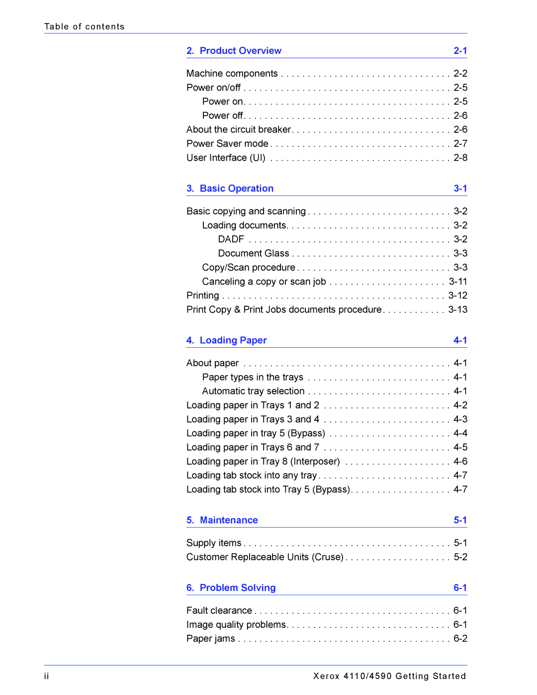 Xerox 4590, 4110 manual Maintenance 