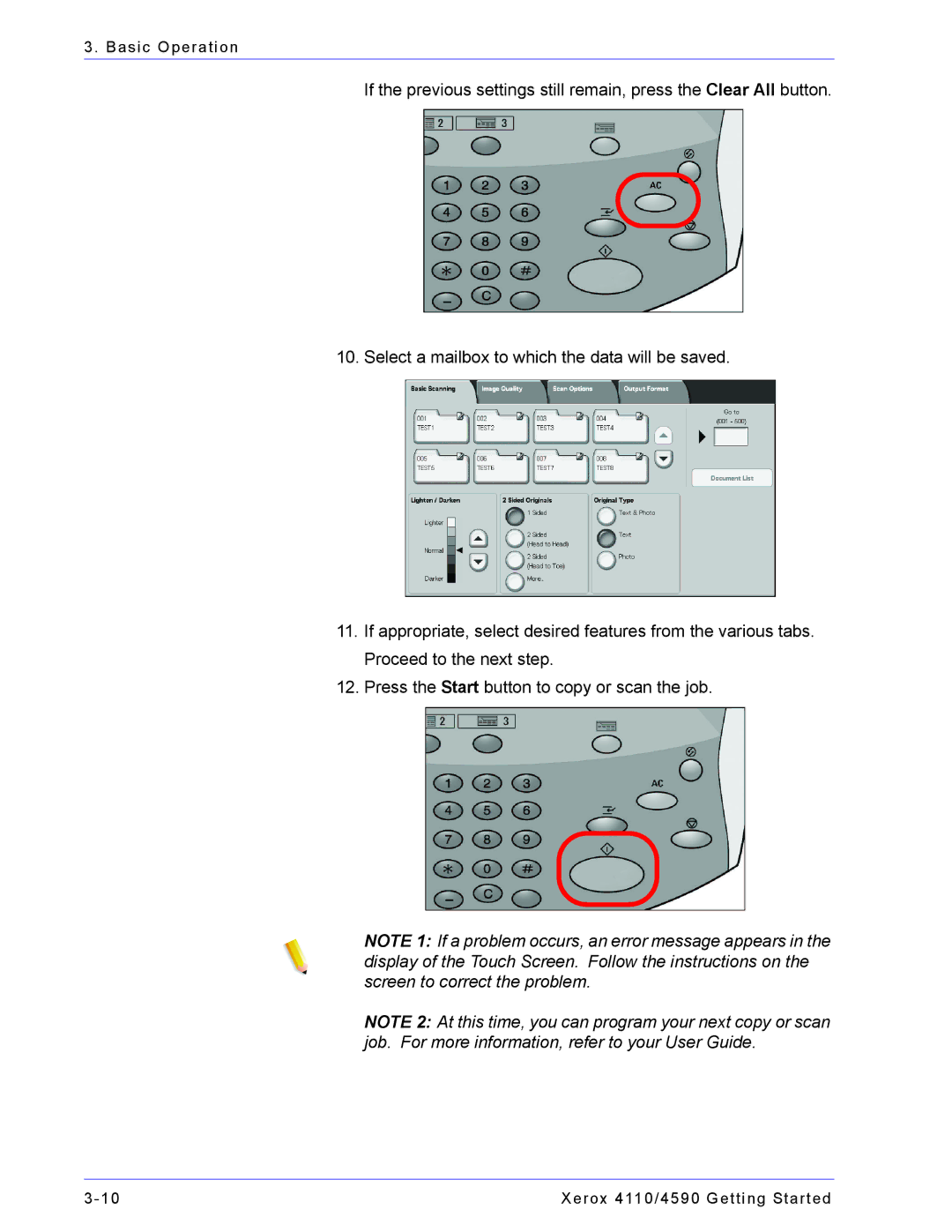 Xerox 4590, 4110 manual Basic Operation 