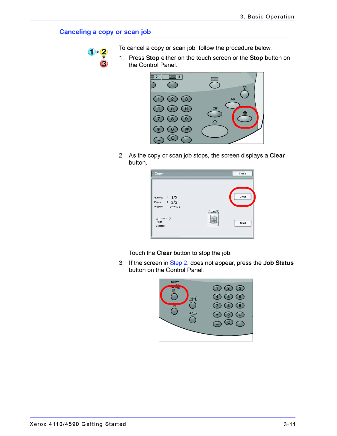 Xerox 4110, 4590 manual Canceling a copy or scan job 