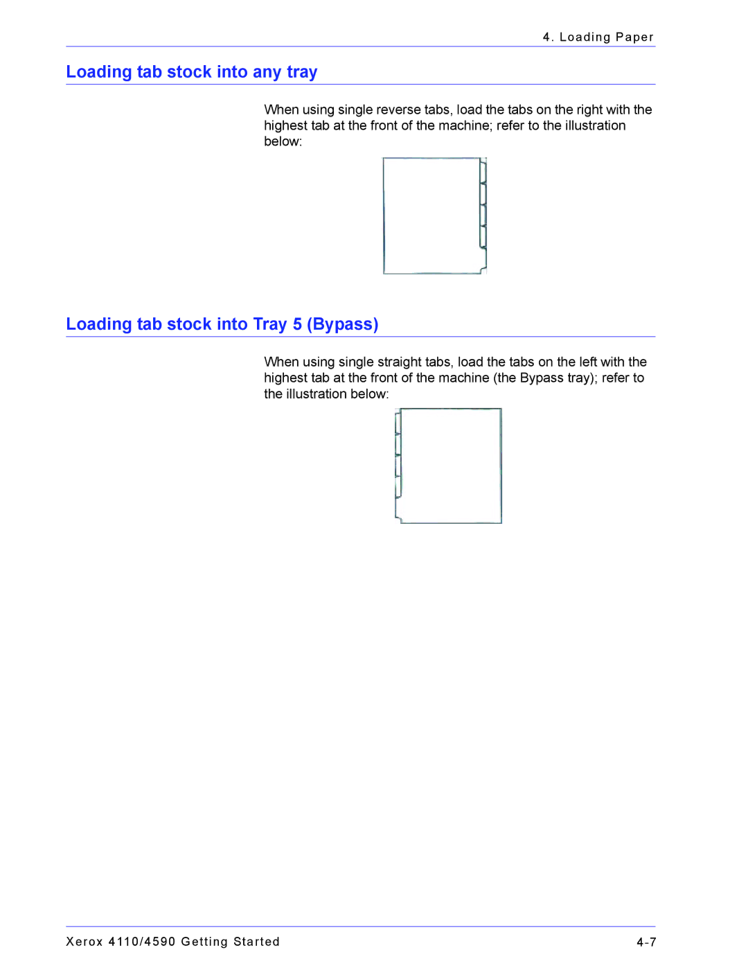 Xerox 4110, 4590 manual Loading tab stock into any tray, Loading tab stock into Tray 5 Bypass 