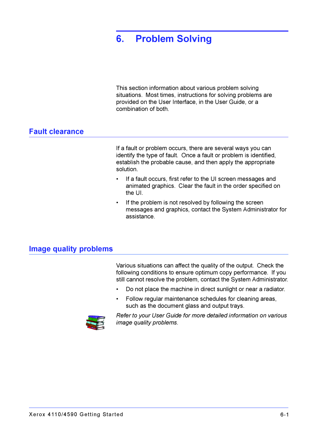 Xerox 4110, 4590 manual Problem Solving, Fault clearance, Image quality problems 