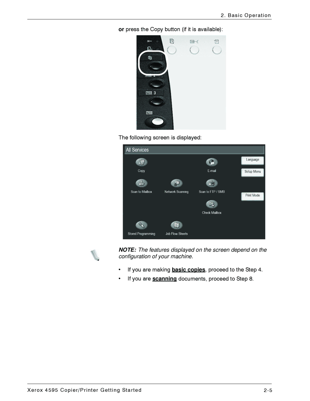 Xerox 4595 manual Basic Operation 