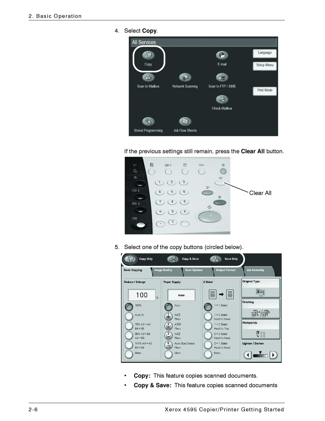 Xerox 4595 manual Basic Operation 