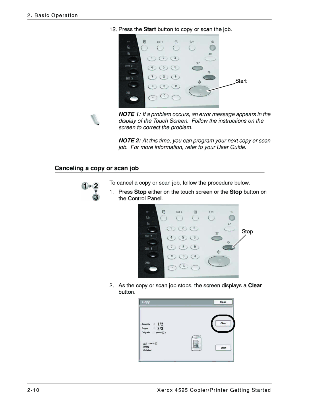 Xerox 4595 manual Canceling a copy or scan job 