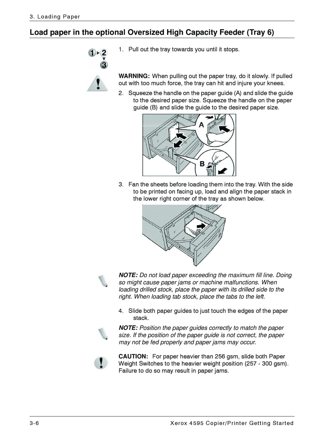 Xerox 4595 manual Loading Paper 