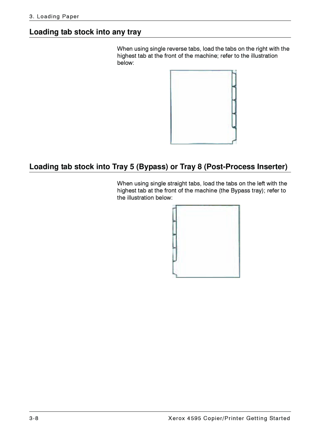 Xerox 4595 manual Loading tab stock into any tray 