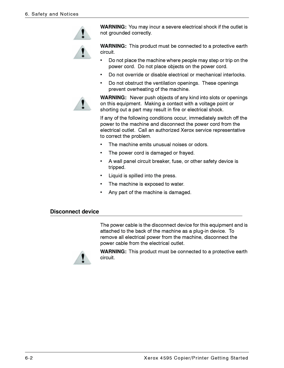 Xerox 4595 manual Disconnect device 