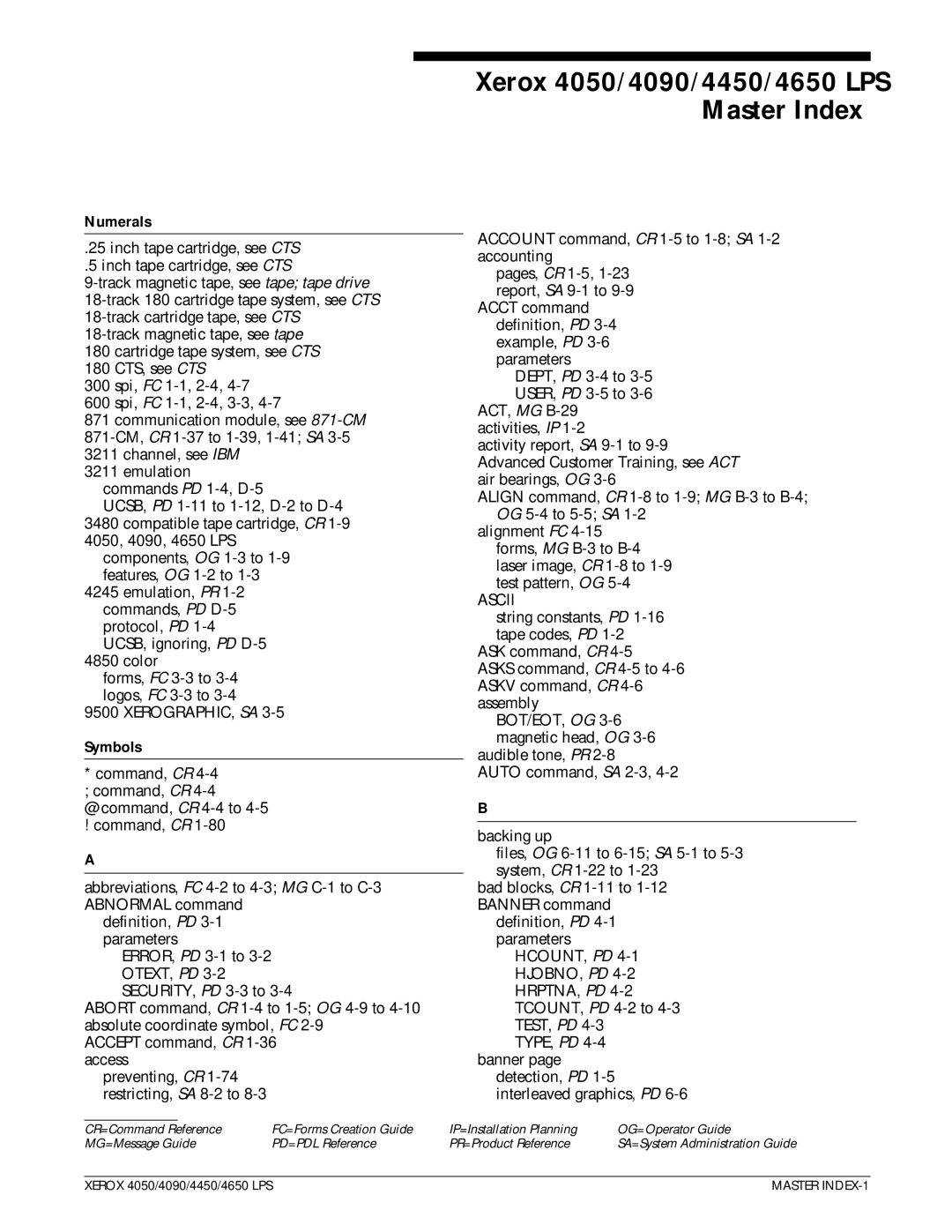 Xerox 4650 LPS manual Xerographic, Sa, Ascii, Hcount, Pd Hjobno, Pd 