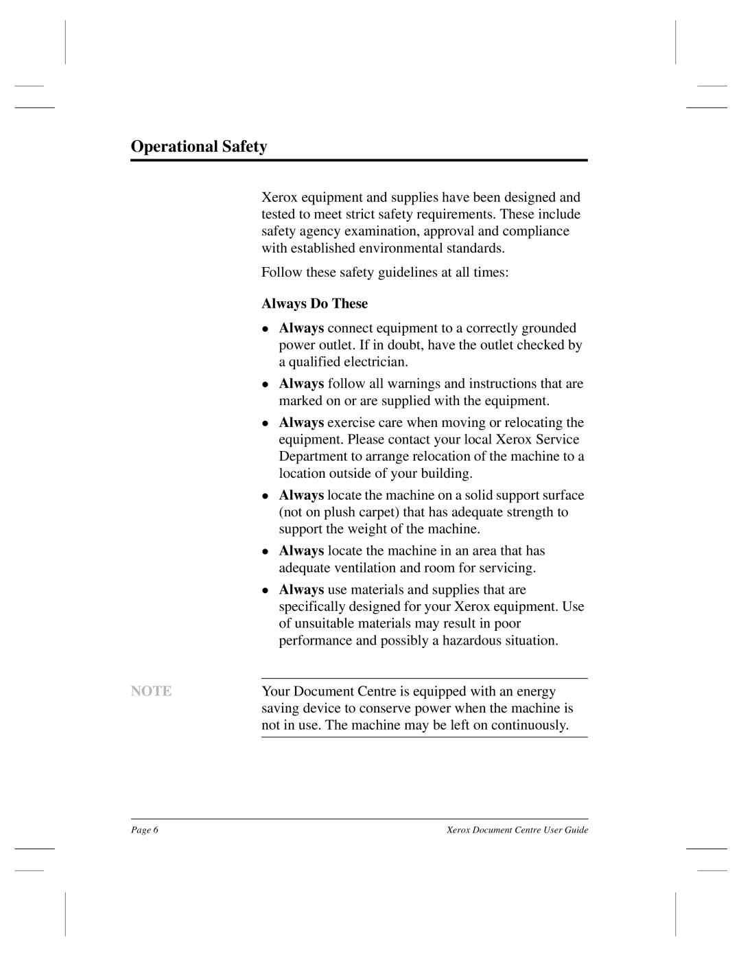 Xerox 255 DC, 470 ST, 460 ST, 470 DC, 460 DC, 240 DC, 265 DC manual Operational Safety, Do These 