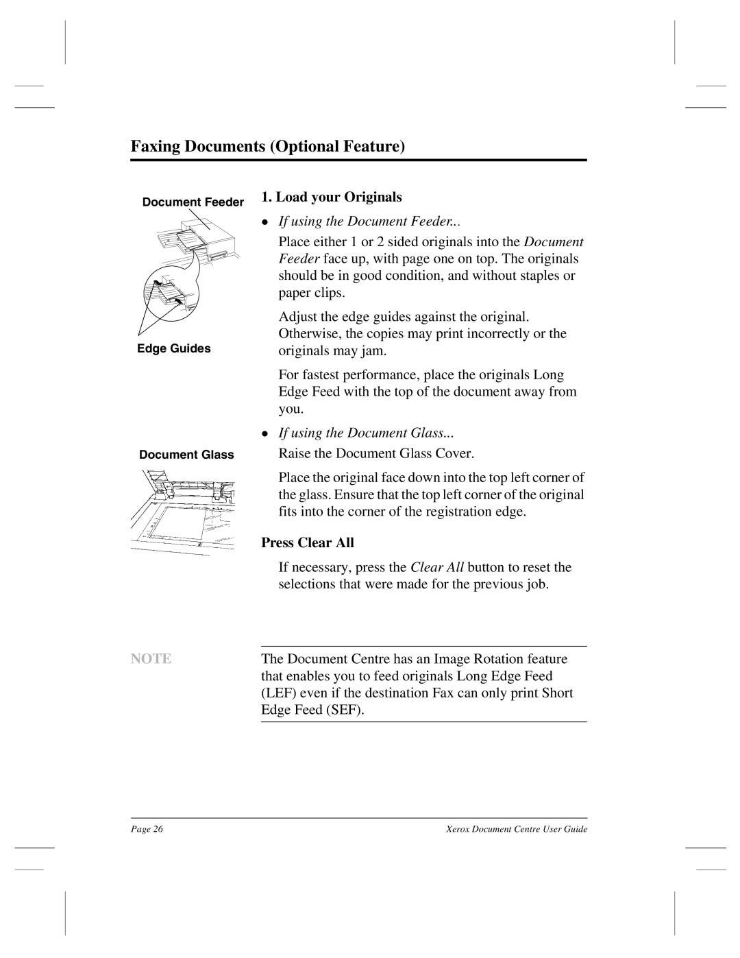 Xerox 460 DC, 470 ST, 460 ST, 470 DC, 255 DC, 240 DC, 265 DC manual Faxing Documents Optional Feature 