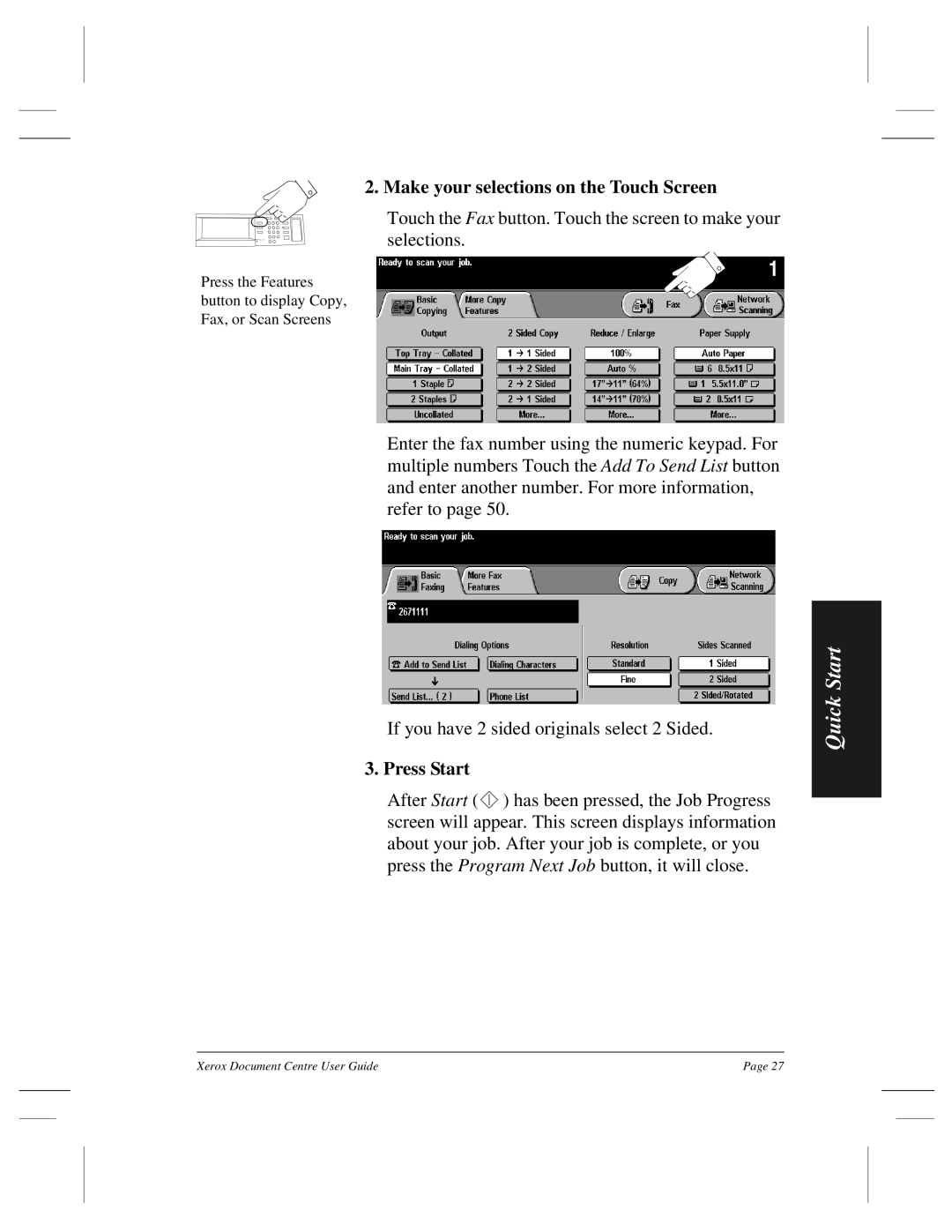 Xerox 255 DC, 470 ST, 460 ST, 470 DC, 460 DC, 240 DC, 265 DC manual Quick Start 