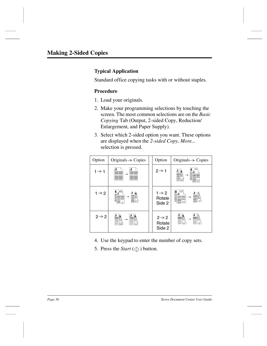 Xerox 265 DC, 470 ST, 460 ST, 470 DC, 460 DC, 255 DC, 240 DC manual Making 2-Sided Copies 