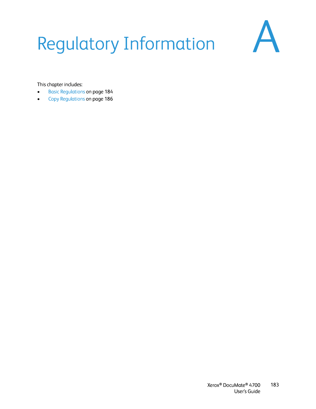 Xerox 4700 manual Regulatory Information, Basic Regulations on page Copy Regulations on page 