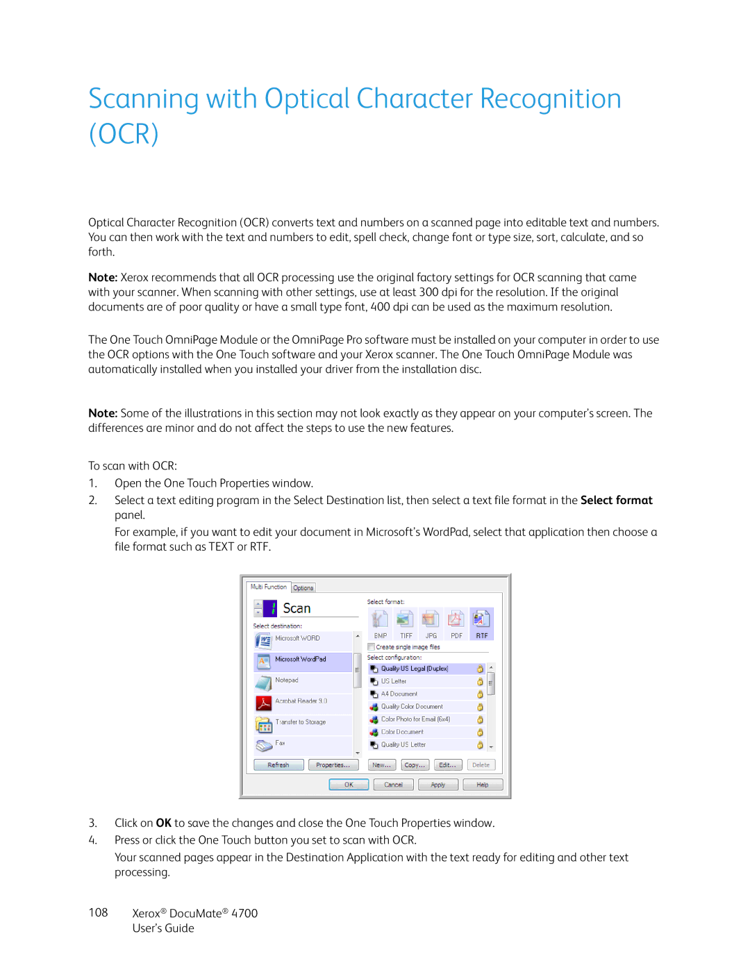 Xerox 4700 manual Scanning with Optical Character Recognition OCR 