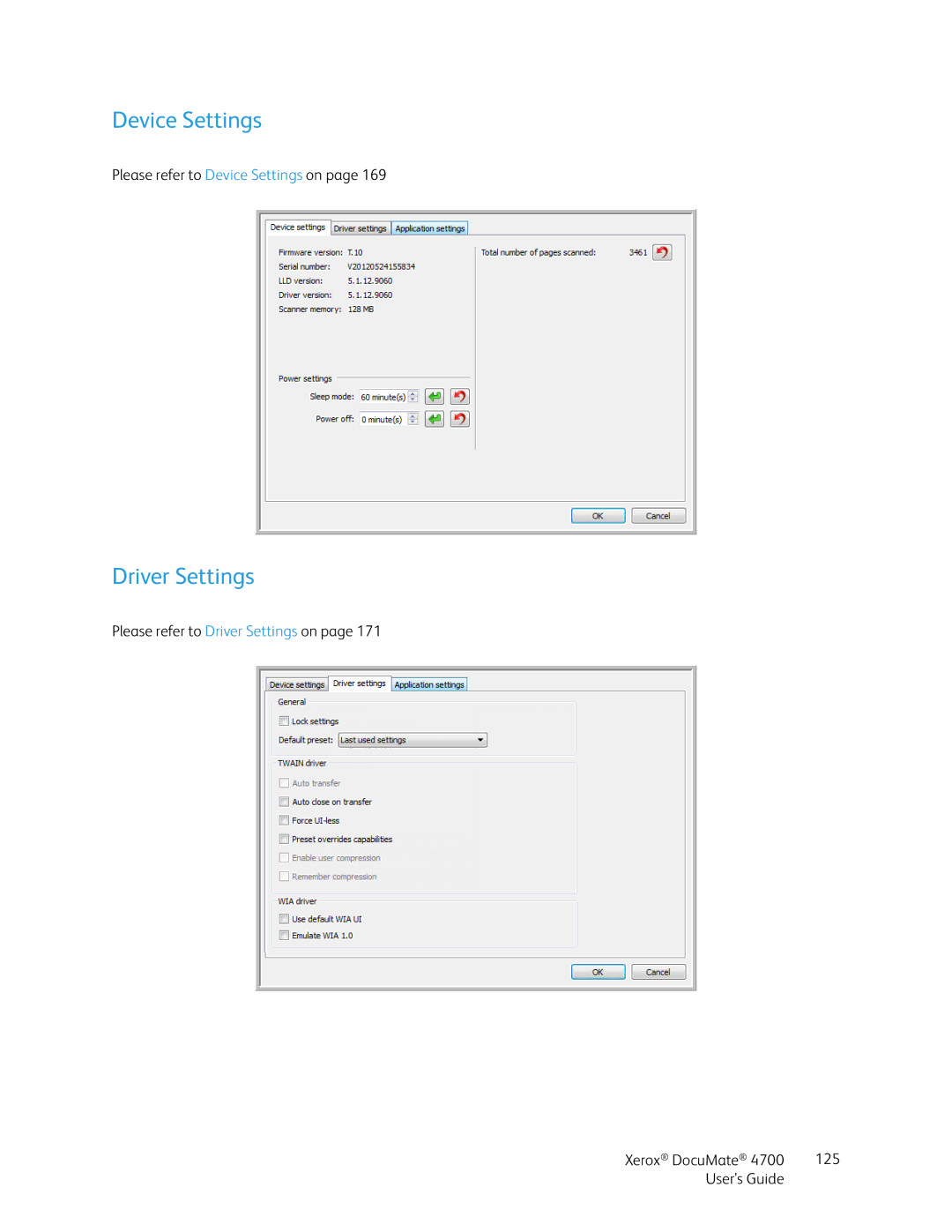 Xerox 4700 manual Device Settings, Driver Settings 