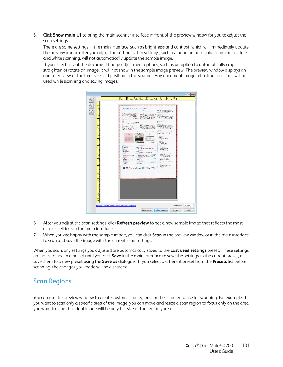 Xerox 4700 manual Scan Regions 