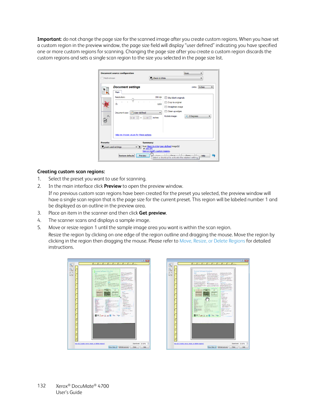 Xerox 4700 manual Creating custom scan regions 