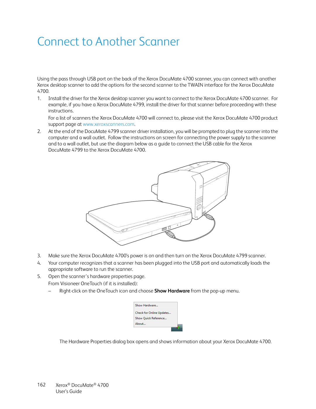 Xerox 4700 manual Connect to Another Scanner 