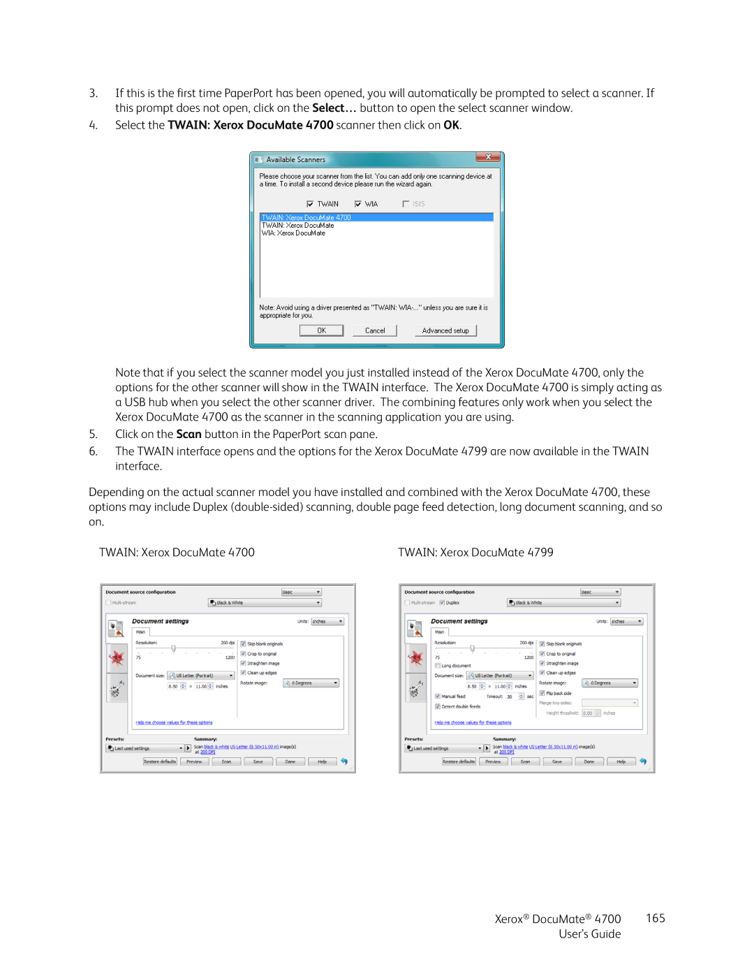 Xerox 4700 manual Xerox DocuMate 165 User’s Guide 