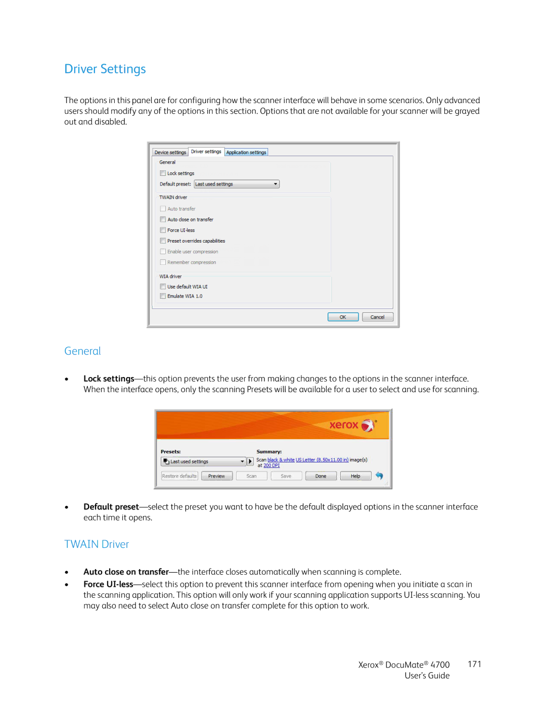 Xerox 4700 manual General, Twain Driver 