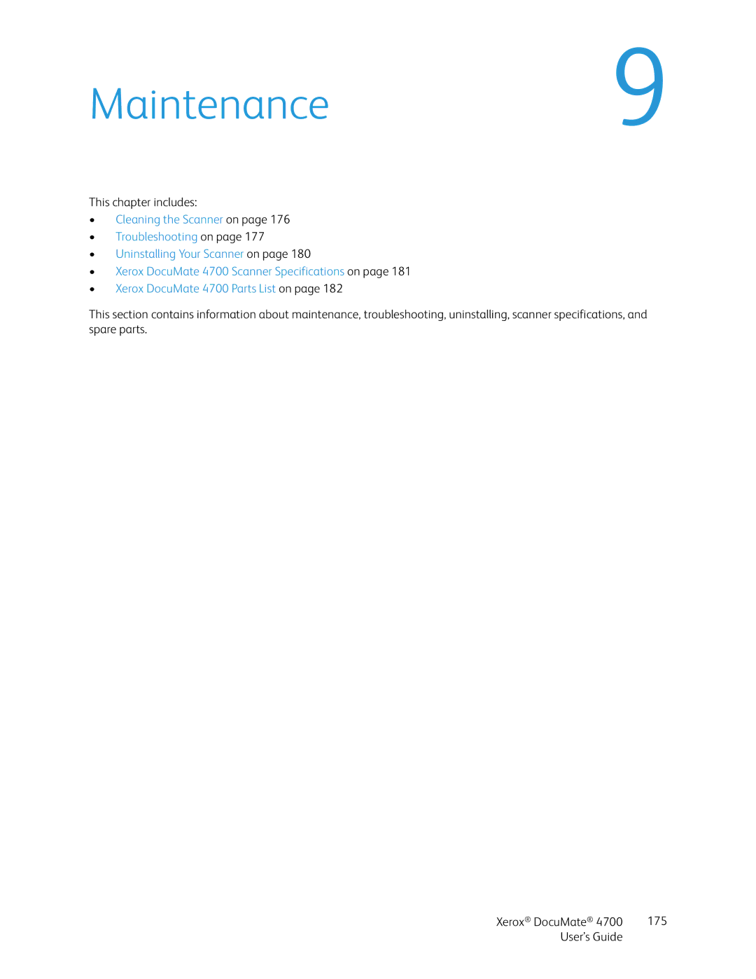 Xerox 4700 manual Maintenance9 