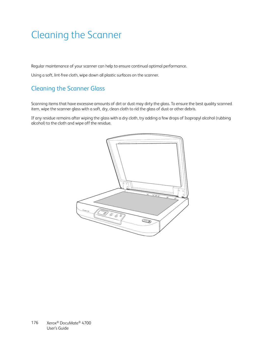 Xerox 4700 manual Cleaning the Scanner Glass 