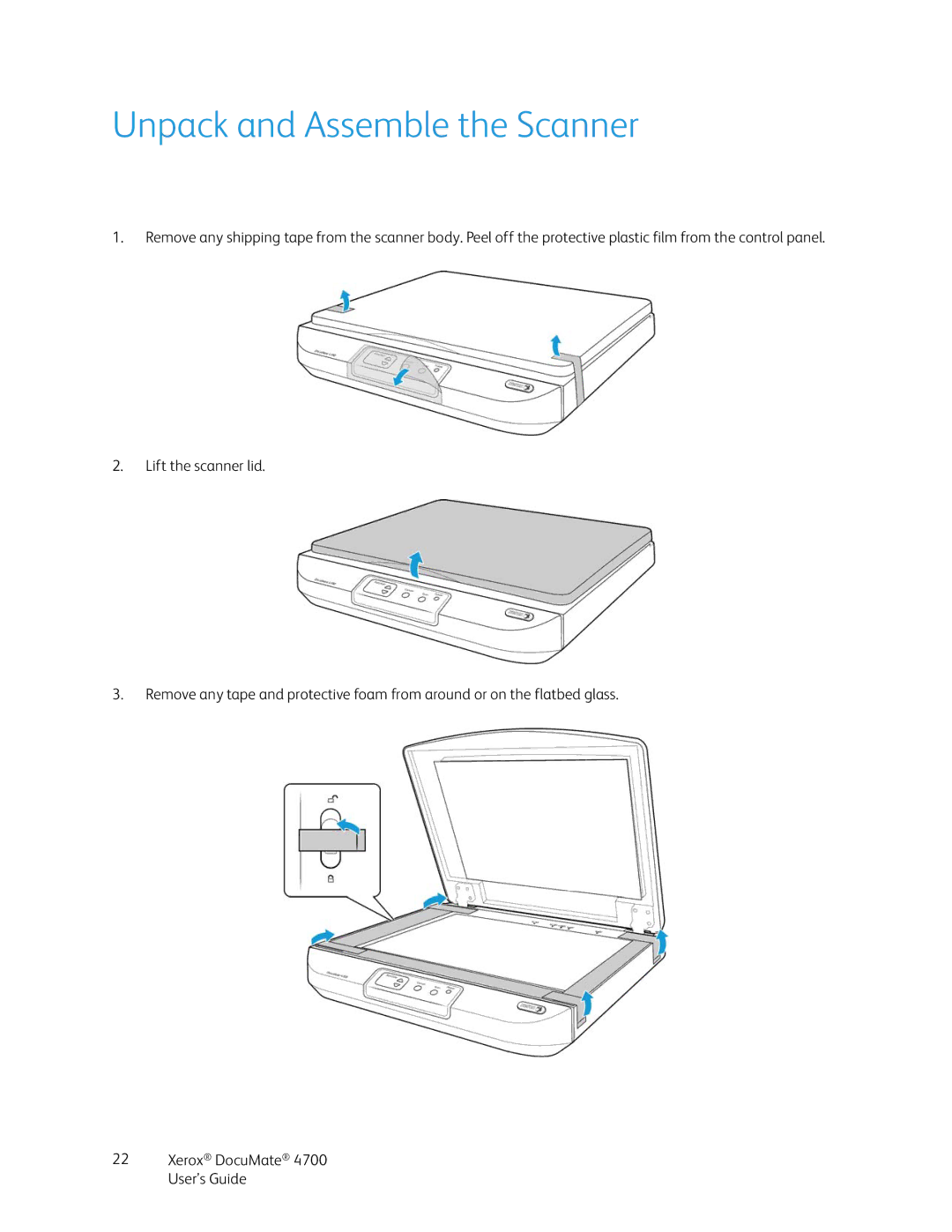 Xerox 4700 manual Unpack and Assemble the Scanner 