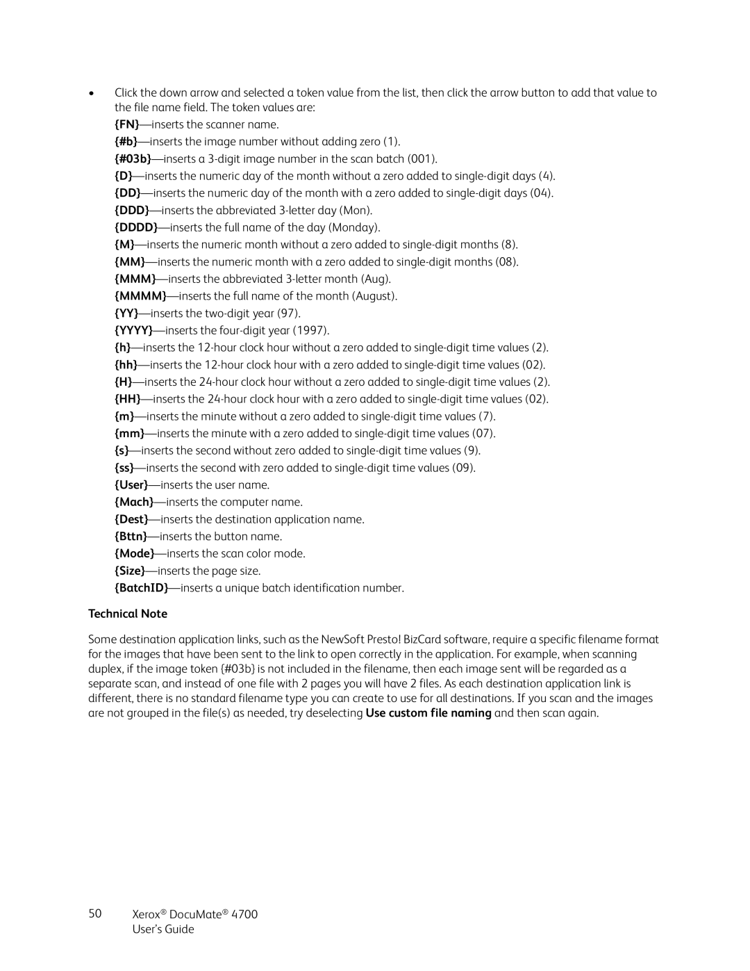 Xerox 4700 manual Technical Note 