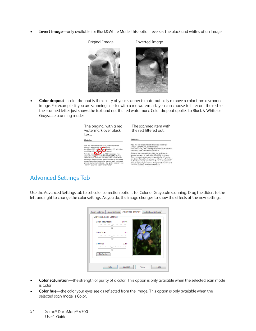 Xerox 4700 manual Advanced Settings Tab 