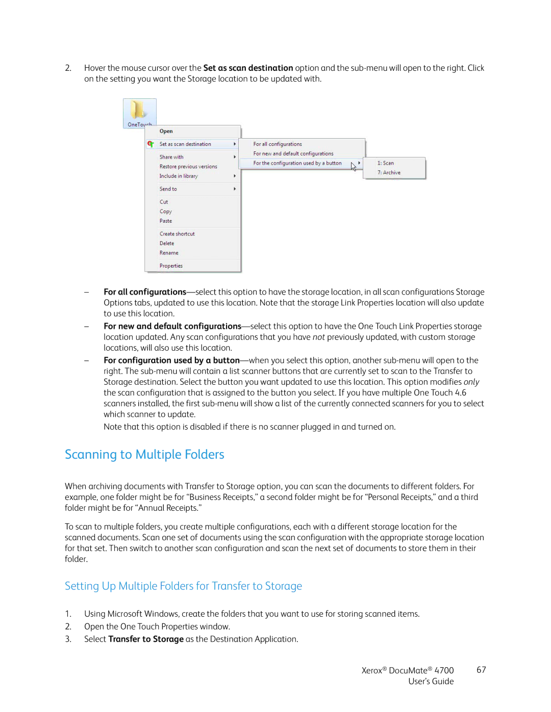 Xerox 4700 manual Scanning to Multiple Folders, Setting Up Multiple Folders for Transfer to Storage 