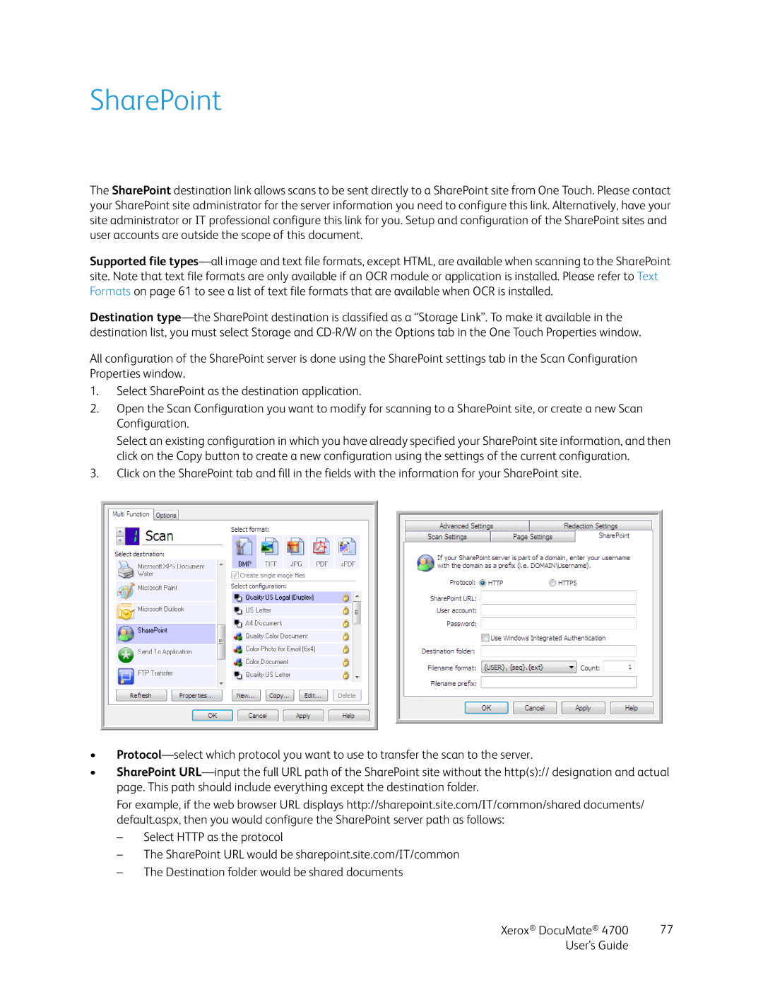 Xerox 4700 manual SharePoint 