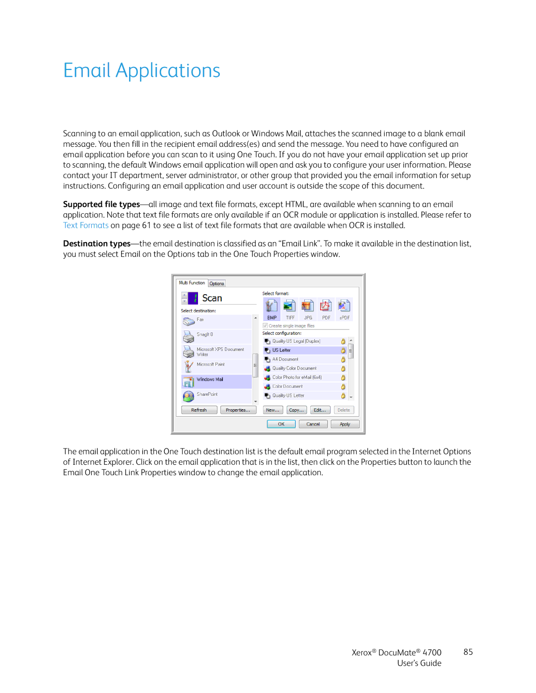 Xerox 4700 manual Email Applications 