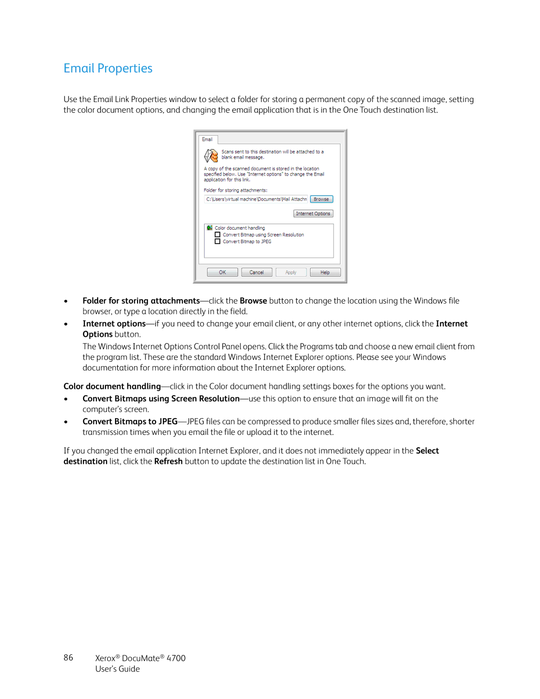 Xerox 4700 manual Email Properties 