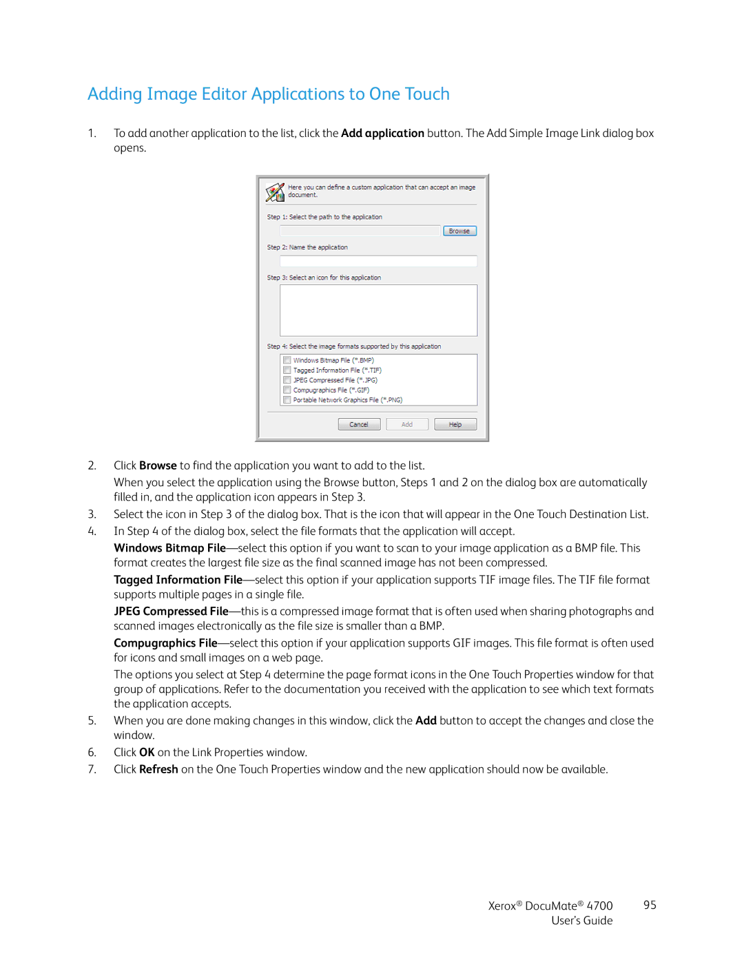 Xerox 4700 manual Adding Image Editor Applications to One Touch 