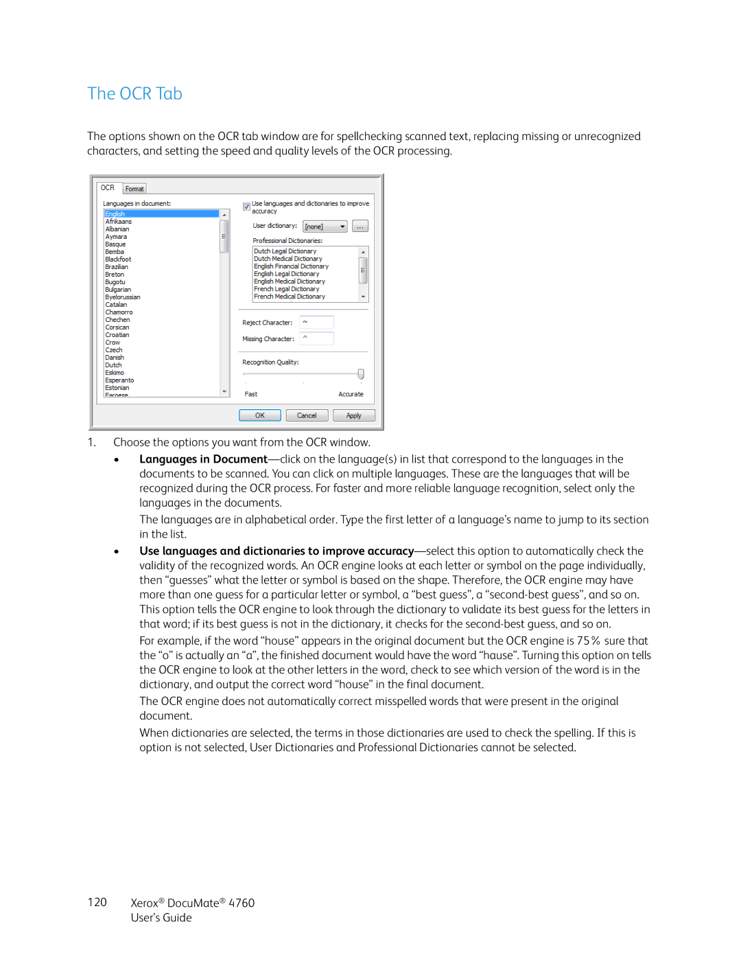 Xerox 4760 manual OCR Tab 