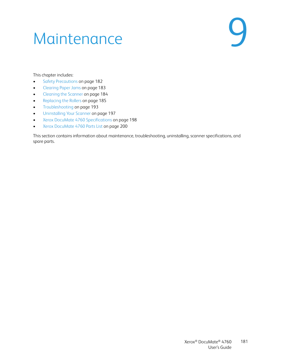 Xerox 4760 manual Maintenance9 