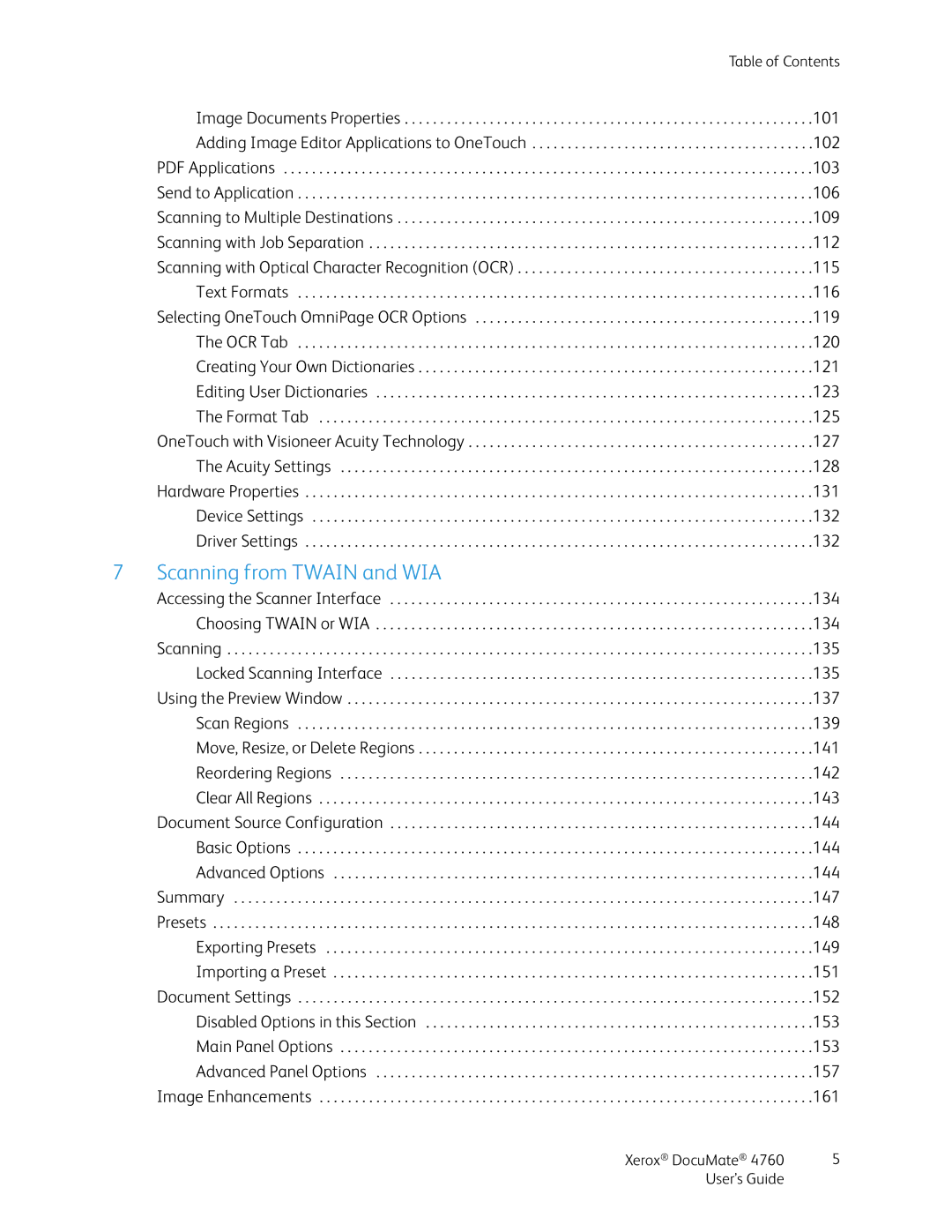 Xerox 4760 manual Scanning from Twain and WIA 